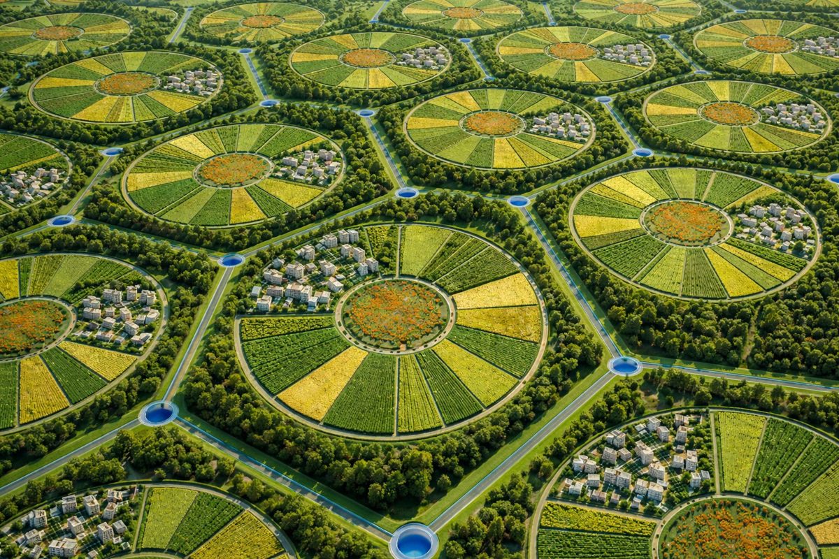 A tissue of hexagonal garden cells linked by water channels, seen from above.